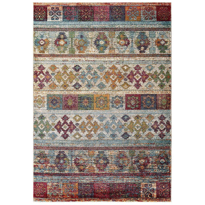 Modway Tribute Nala Distressed Vintage Floral Lattice Area Rug FredCo