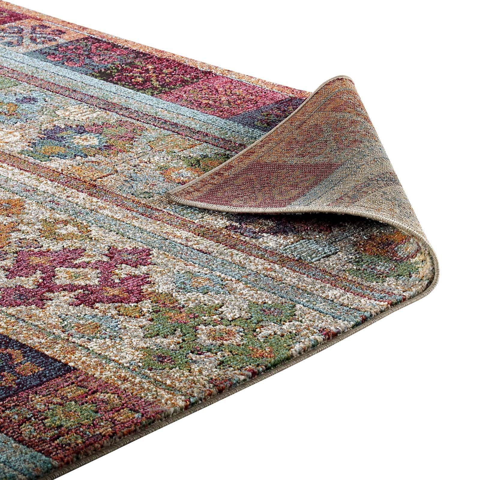 Modway Tribute Nala Distressed Vintage Floral Lattice Area Rug FredCo