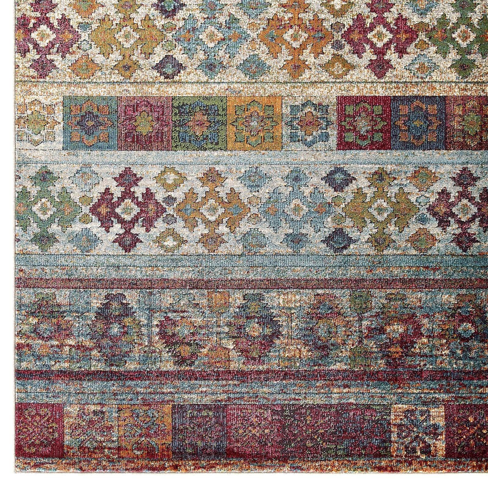 Modway Tribute Nala Distressed Vintage Floral Lattice Area Rug FredCo