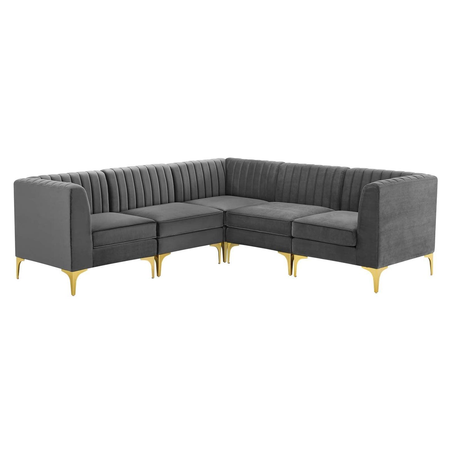 Modway Triumph Channel Tufted Performance Velvet 5-Piece Sectional Sofa, EEI-4350 FredCo
