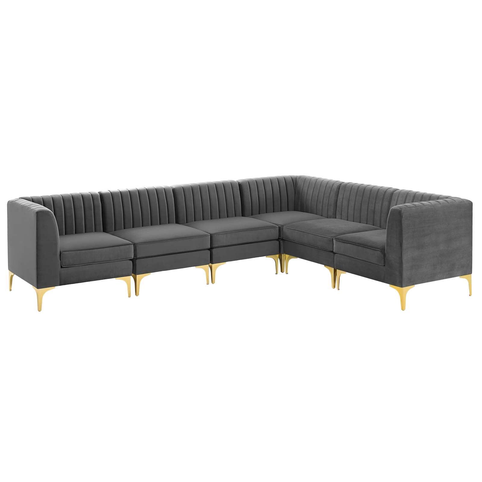 Modway Triumph Channel Tufted Performance Velvet 6-Piece Sectional Sofa, EEI-4352 FredCo