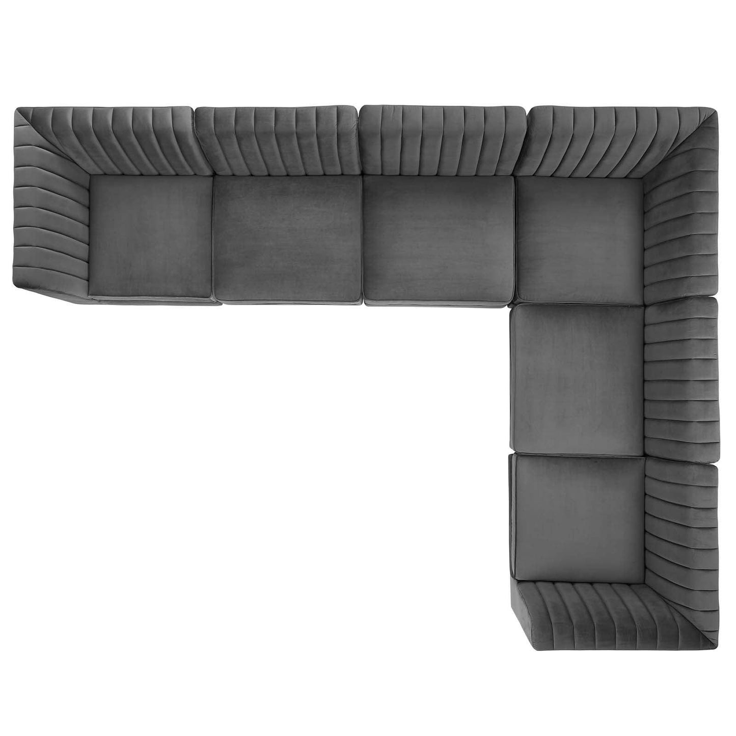 Modway Triumph Channel Tufted Performance Velvet 6-Piece Sectional Sofa, EEI-4352 FredCo