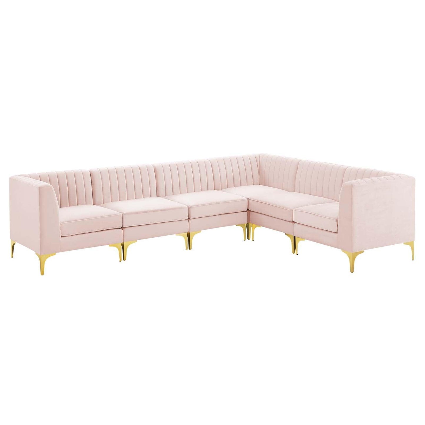 Modway Triumph Channel Tufted Performance Velvet 6-Piece Sectional Sofa, EEI-4352 FredCo