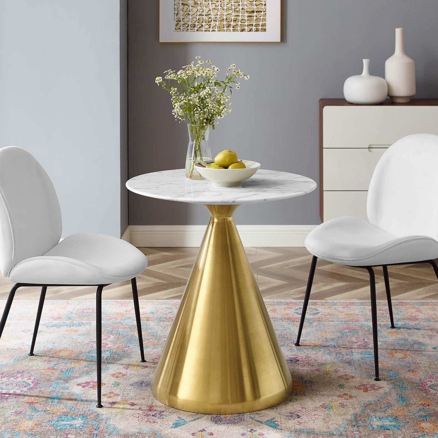 Modway Tupelo 28" Artificial Marble Dining Table FredCo