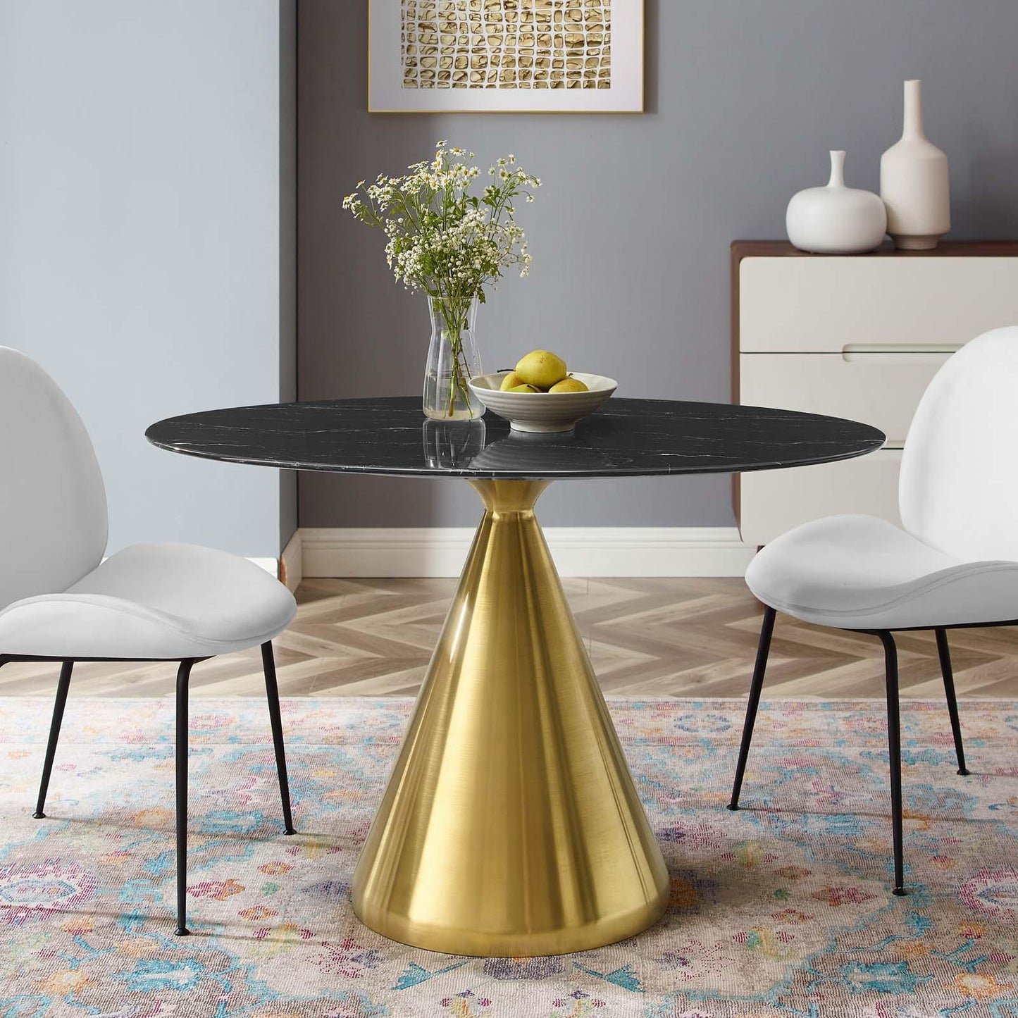 Modway Tupelo 48" Oval Artificial Marble Dining Table FredCo