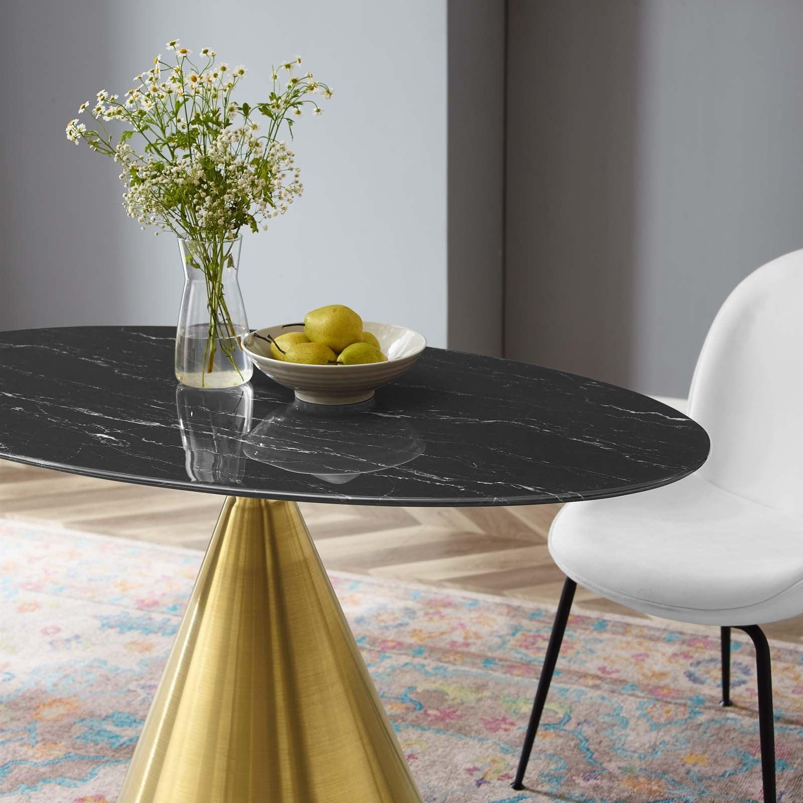 Modway Tupelo 48" Oval Artificial Marble Dining Table FredCo