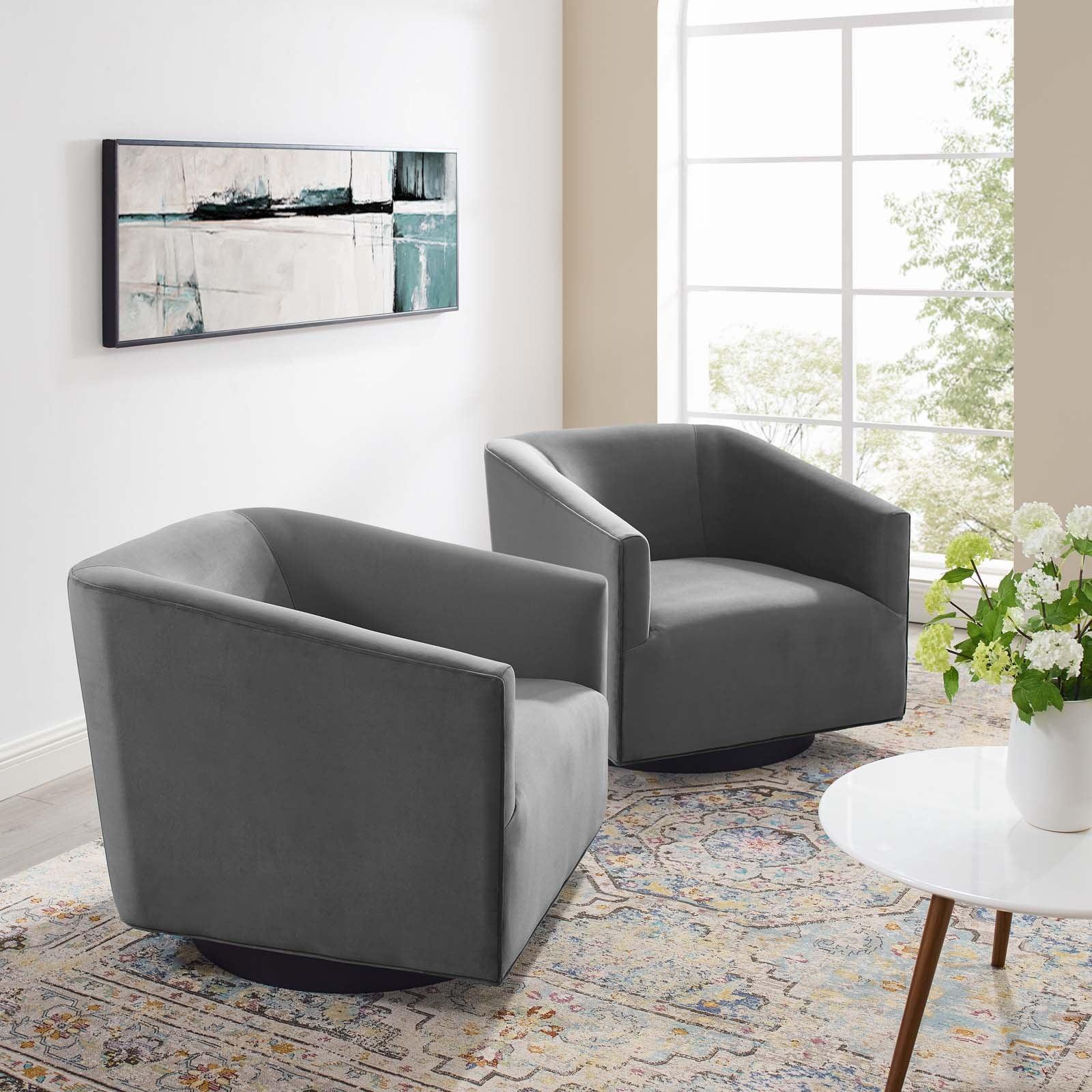 Modway Twist Swivel Chair Performance Velvet Set of 2 FredCo