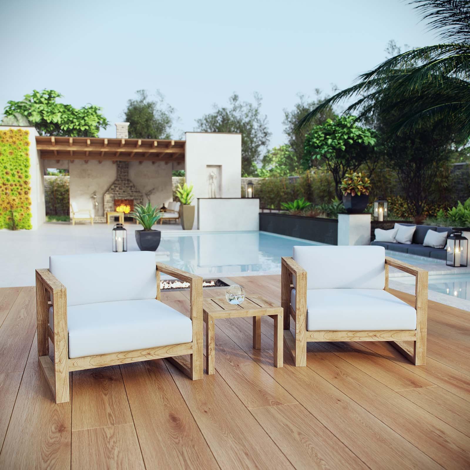 Modway Upland 3 Piece Outdoor Patio Teak Set, EEI-3119 FredCo