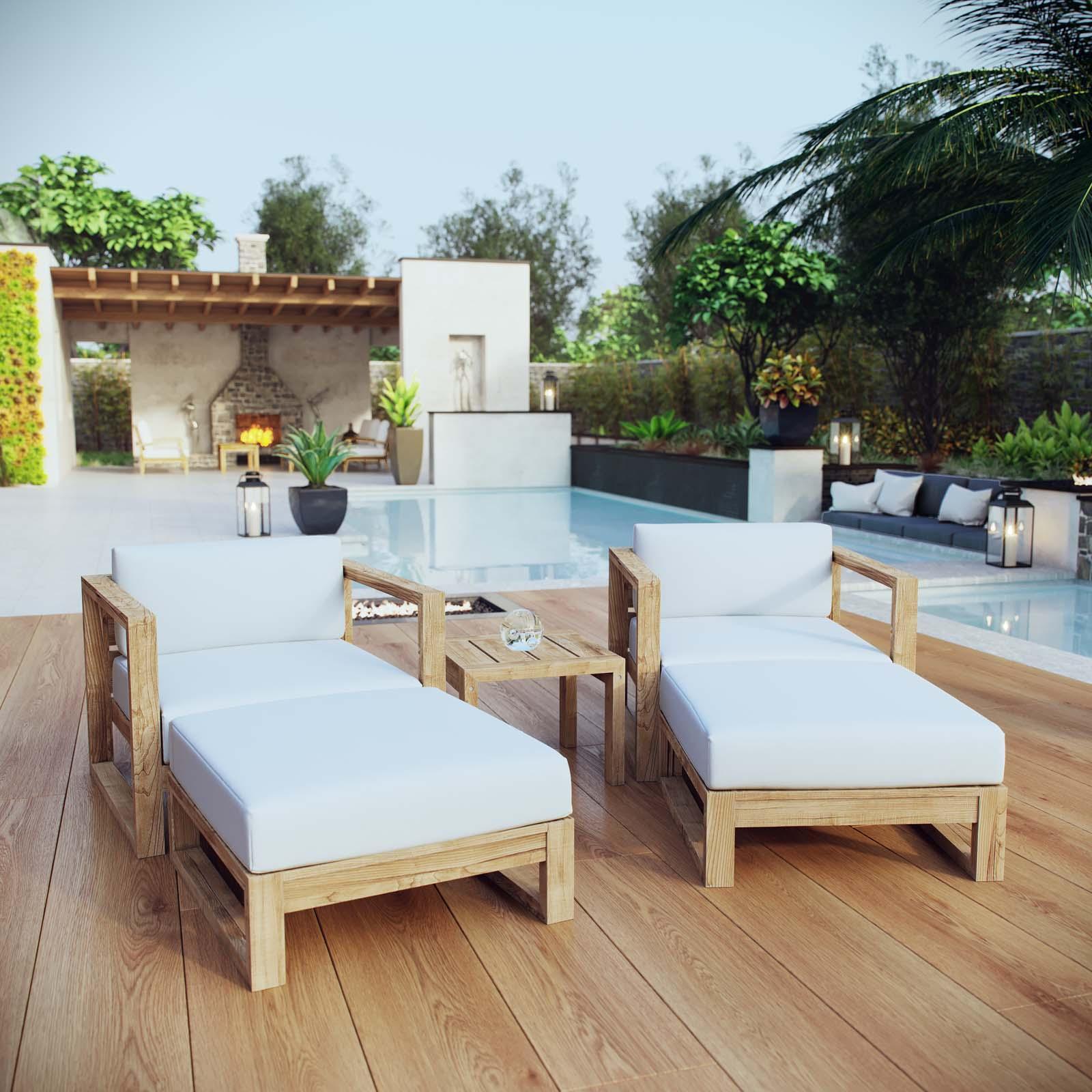 Modway Upland 5 Piece Outdoor Patio Teak Set FredCo