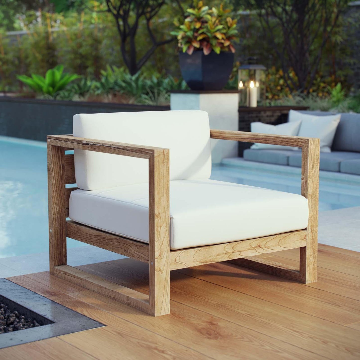 Modway Upland Outdoor Patio Teak Armchair FredCo