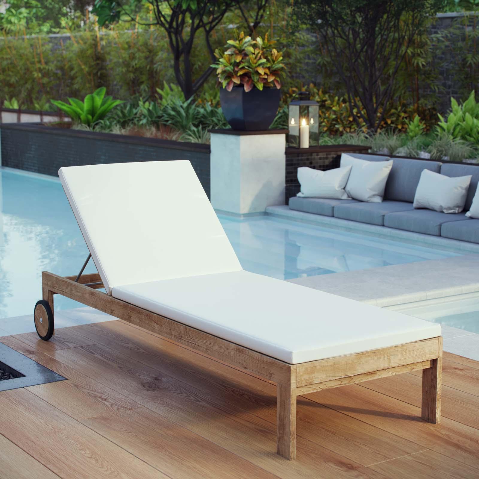 Modway Upland Outdoor Patio Teak Chaise FredCo