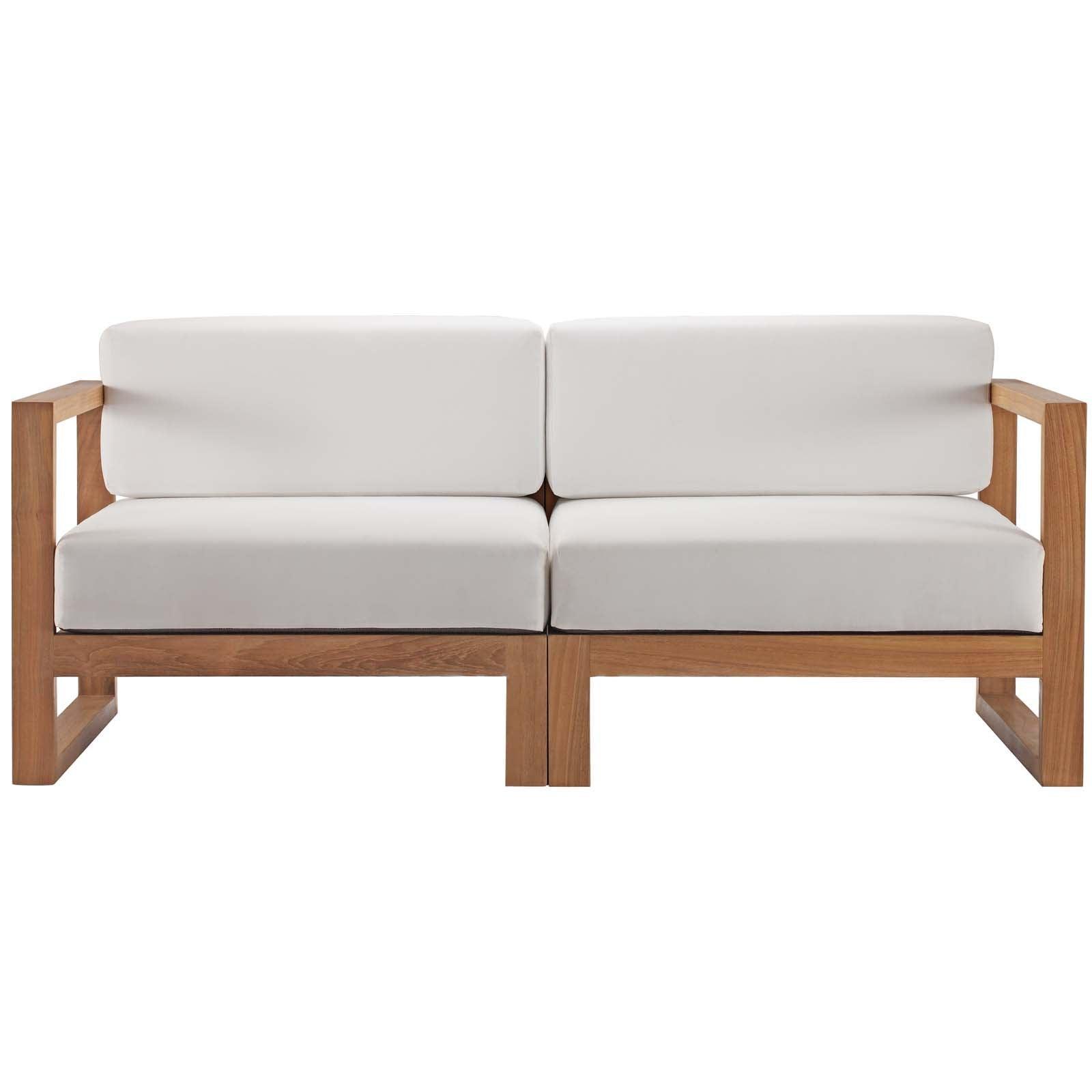Modway Upland Outdoor Patio Teak Wood 2-Piece Sectional Sofa Loveseat FredCo