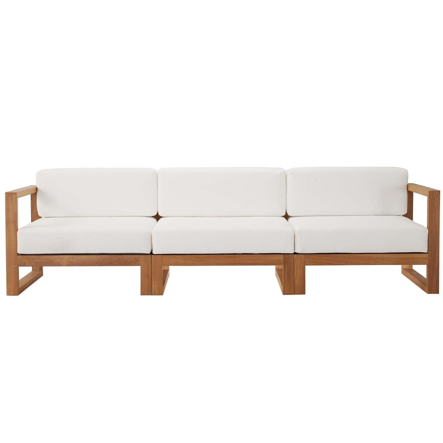 Modway Upland Outdoor Patio Teak Wood 3-Piece Sectional Sofa Set, EEI-4254 FredCo