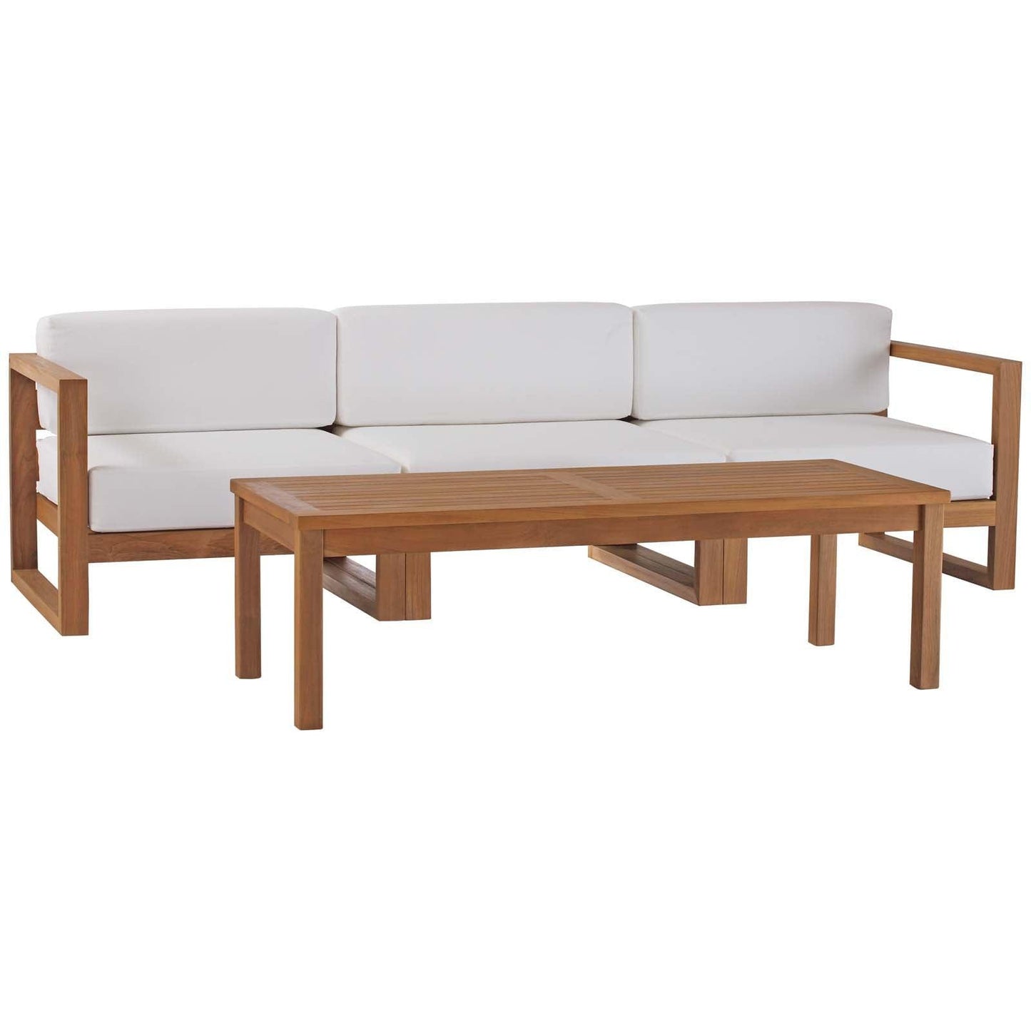 Modway Upland Outdoor Patio Teak Wood 4-Piece Furniture Set FredCo
