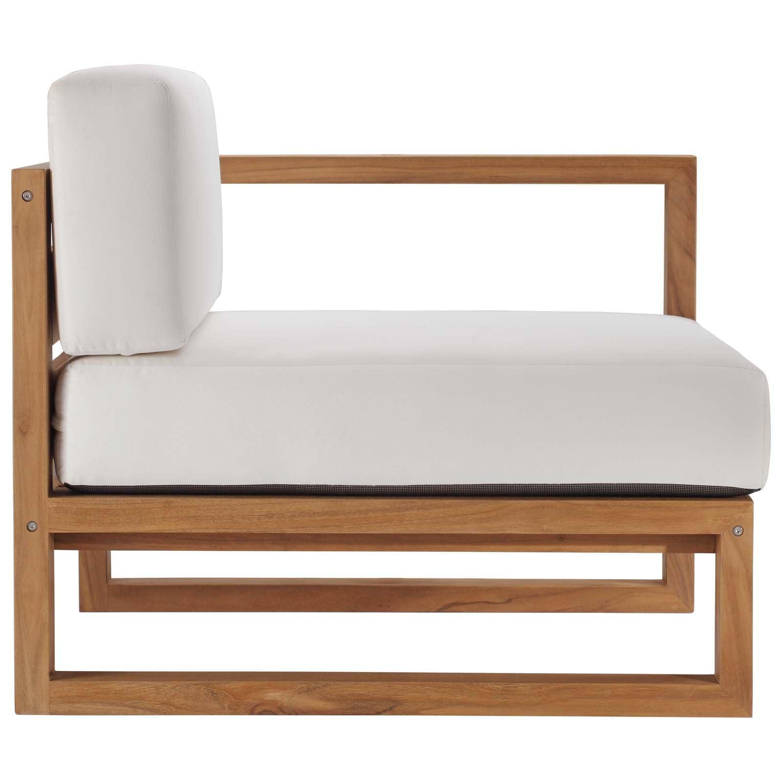 Modway Upland Outdoor Patio Teak Wood 4-Piece Sectional Sofa Set FredCo