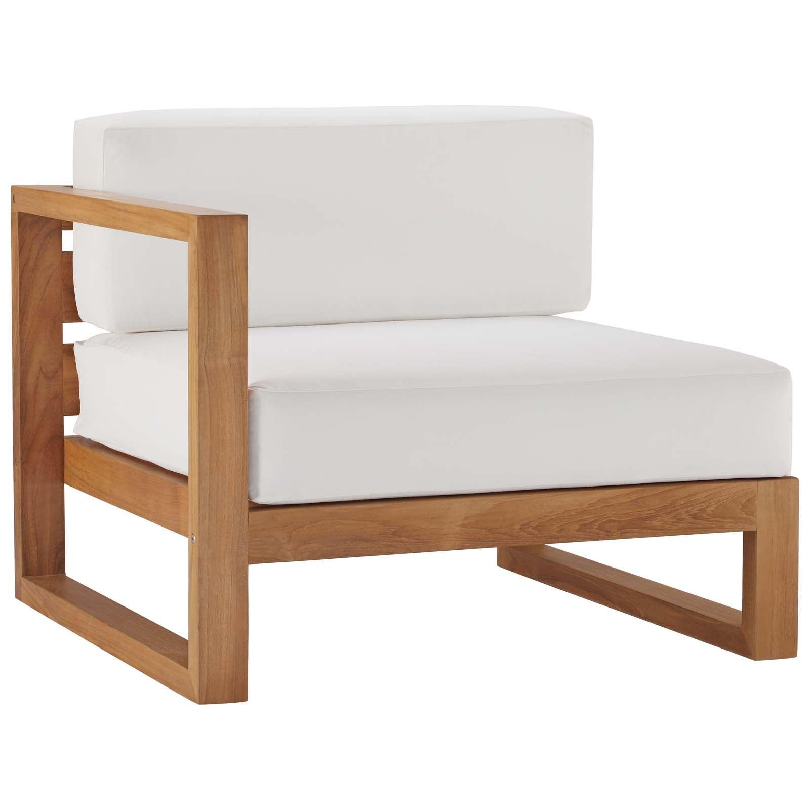 Modway Upland Outdoor Patio Teak Wood 4-Piece Sectional Sofa Set FredCo