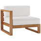 Modway Upland Outdoor Patio Teak Wood 4-Piece Sectional Sofa Set FredCo