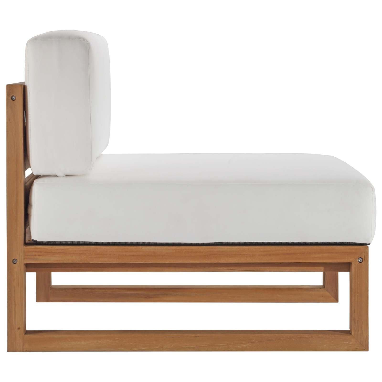 Modway Upland Outdoor Patio Teak Wood 4-Piece Sectional Sofa Set FredCo