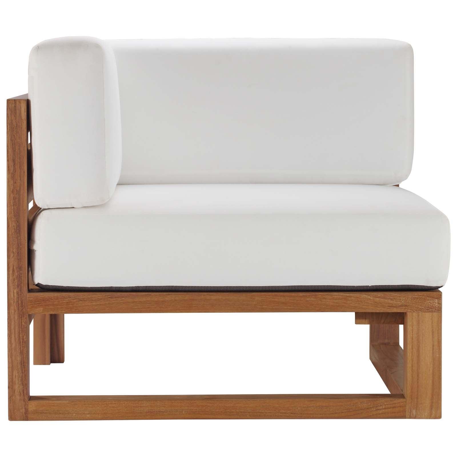 Modway Upland Outdoor Patio Teak Wood 4-Piece Sectional Sofa Set FredCo