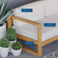 Modway Upland Outdoor Patio Teak Wood 4-Piece Sectional Sofa Set FredCo