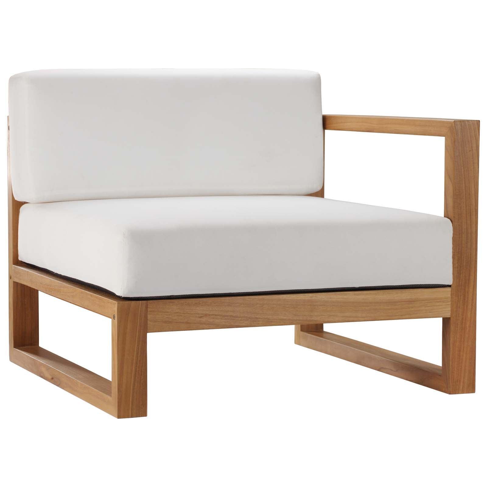 Modway Upland Outdoor Patio Teak Wood 4-Piece Sectional Sofa Set FredCo