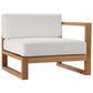 Modway Upland Outdoor Patio Teak Wood 4-Piece Sectional Sofa Set FredCo