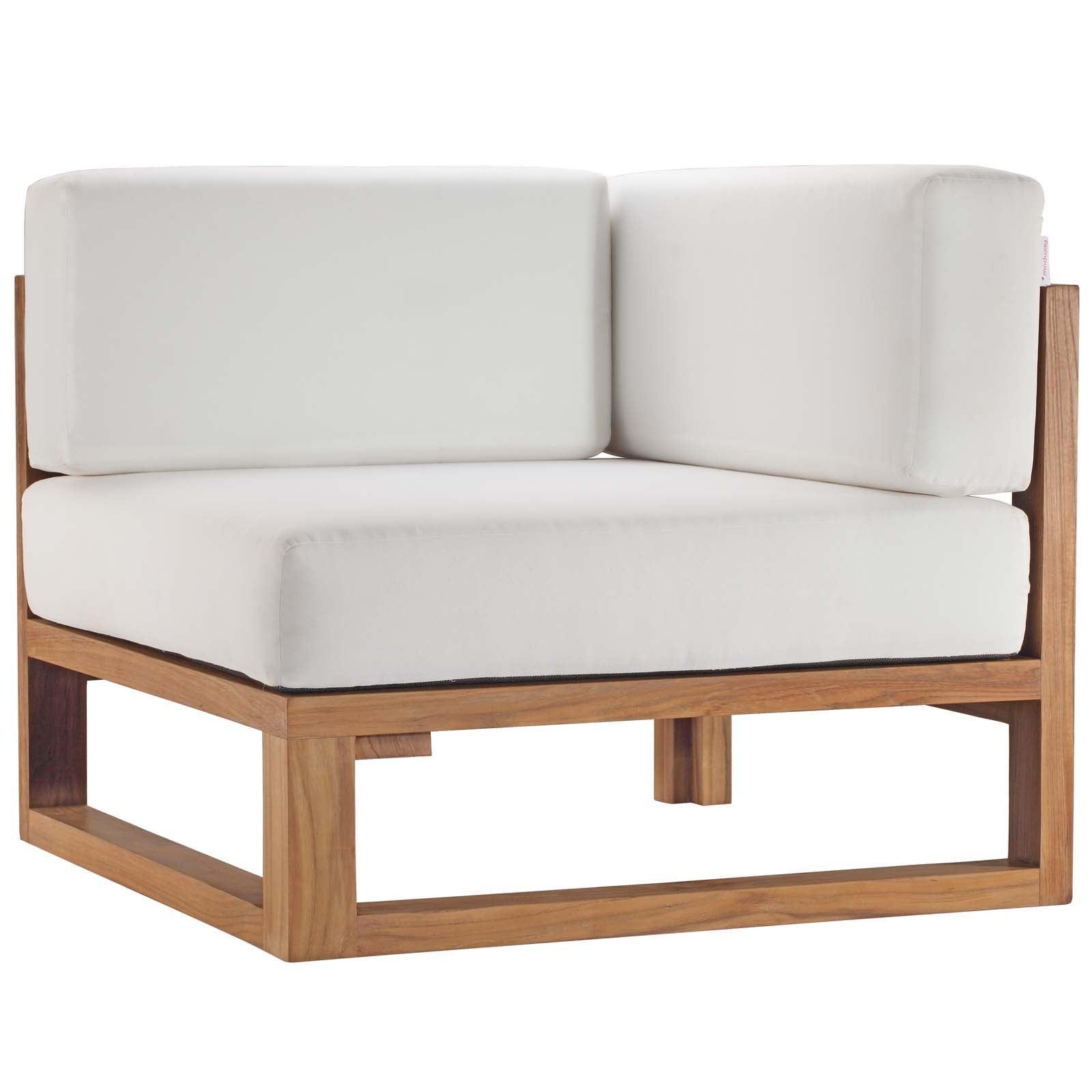 Modway Upland Outdoor Patio Teak Wood 4-Piece Sectional Sofa Set FredCo