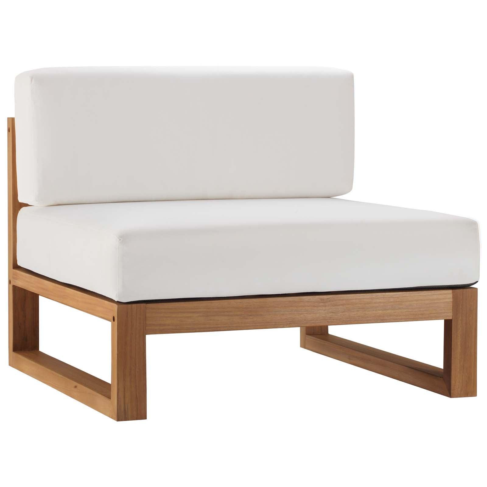 Modway Upland Outdoor Patio Teak Wood 4-Piece Sectional Sofa Set FredCo