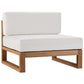 Modway Upland Outdoor Patio Teak Wood 4-Piece Sectional Sofa Set FredCo