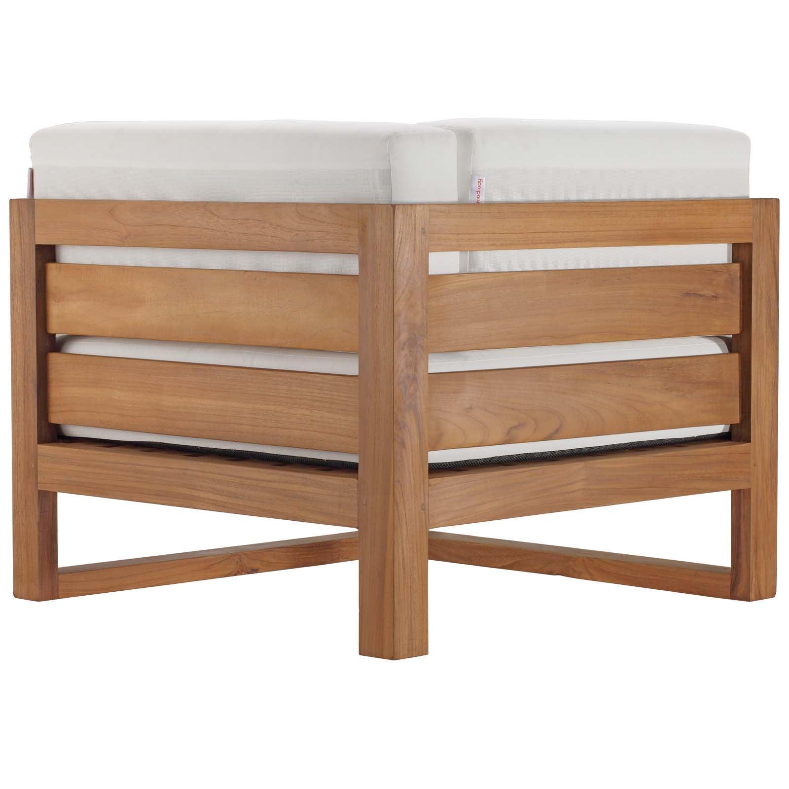 Modway Upland Outdoor Patio Teak Wood 5-Piece Sectional Sofa Set FredCo