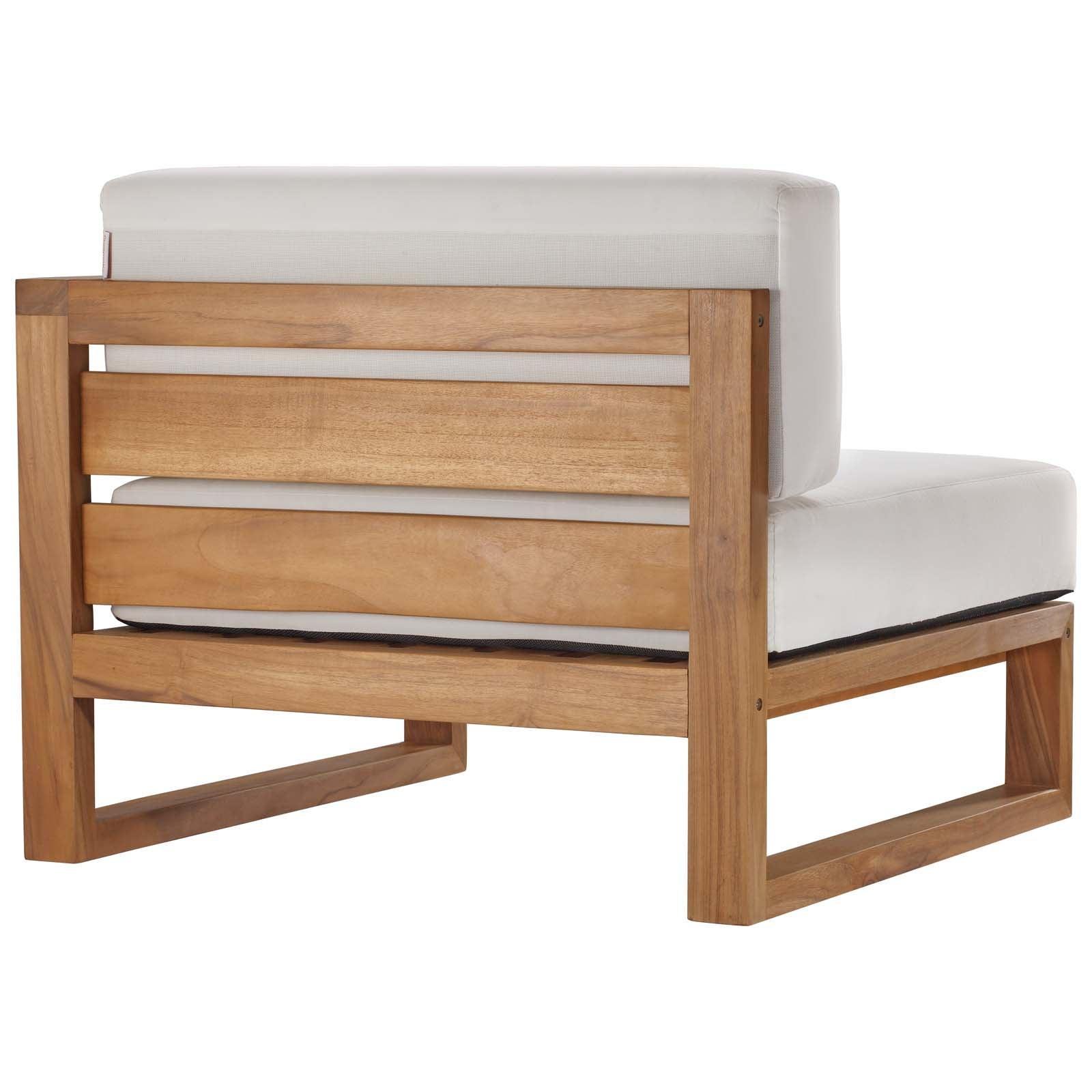 Modway Upland Outdoor Patio Teak Wood 5-Piece Sectional Sofa Set FredCo