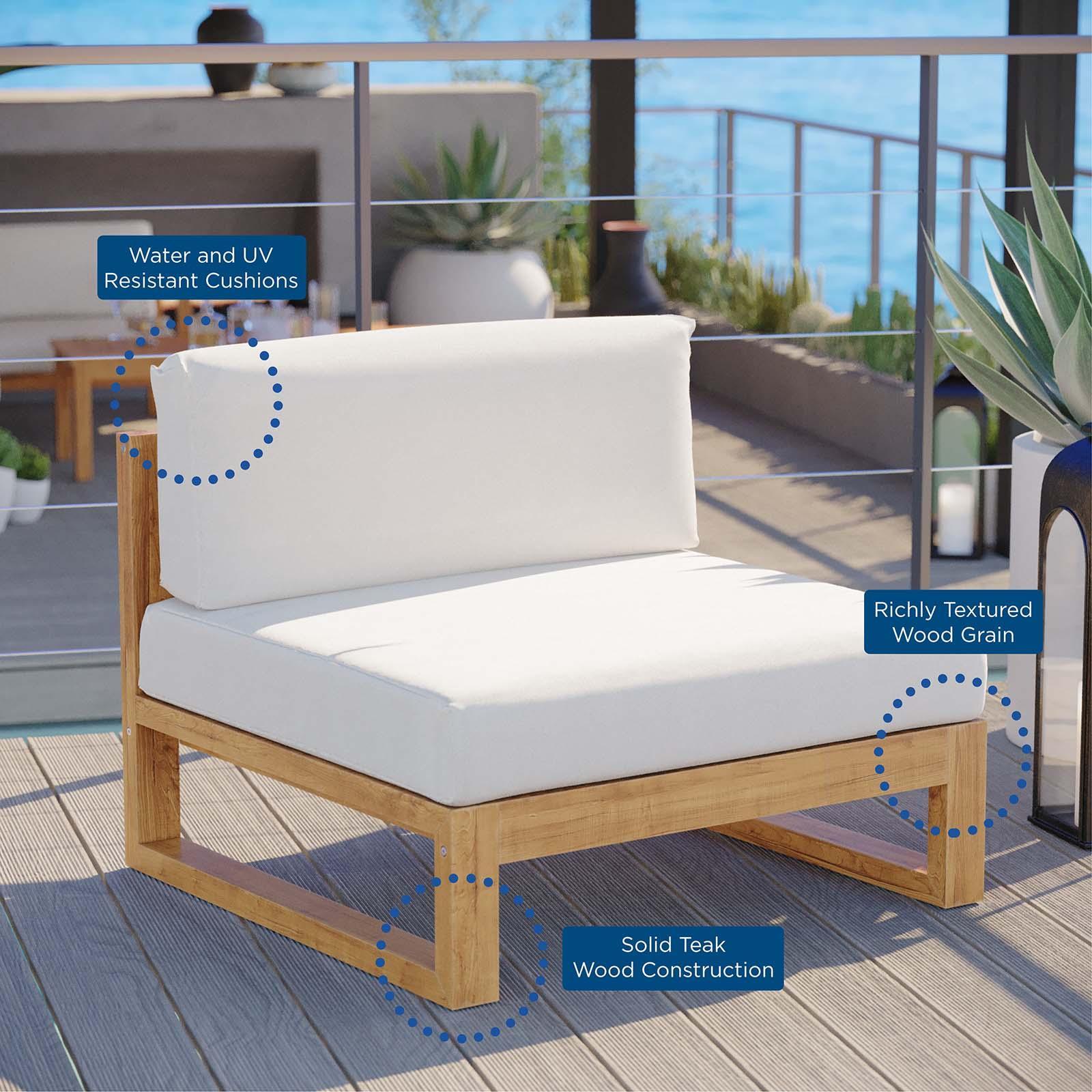 Modway Upland Outdoor Patio Teak Wood Armless Chair FredCo