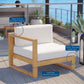 Modway Upland Outdoor Patio Teak Wood Left-Arm Chair FredCo