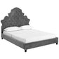 Modway Valentina Queen Tufted Nailhead Performance Velvet Platform Bed FredCo