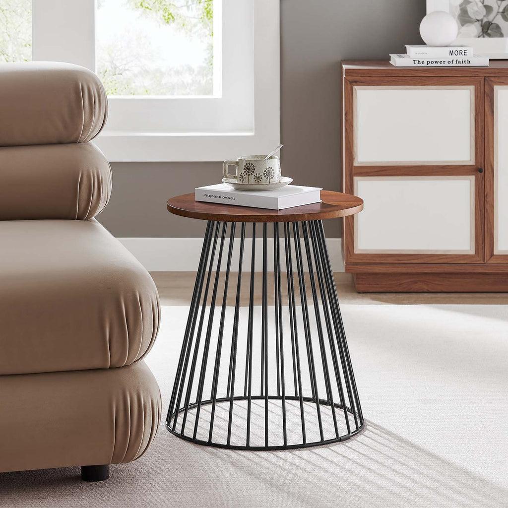 Modway Valeo Round Wood and Metal Side Table FredCo
