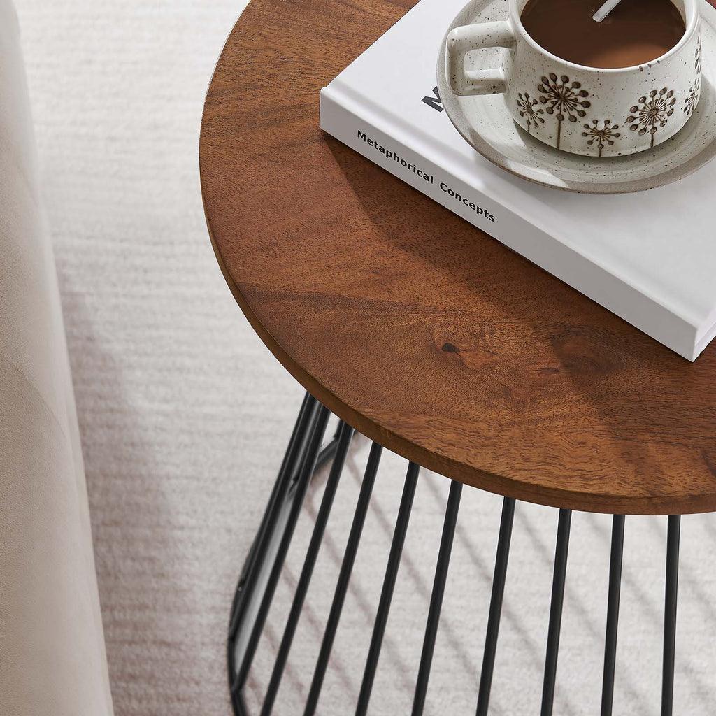 Modway Valeo Round Wood and Metal Side Table FredCo