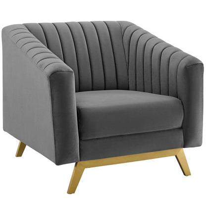 Modway Valiant Vertical Channel Tufted Performance Velvet Armchair FredCo