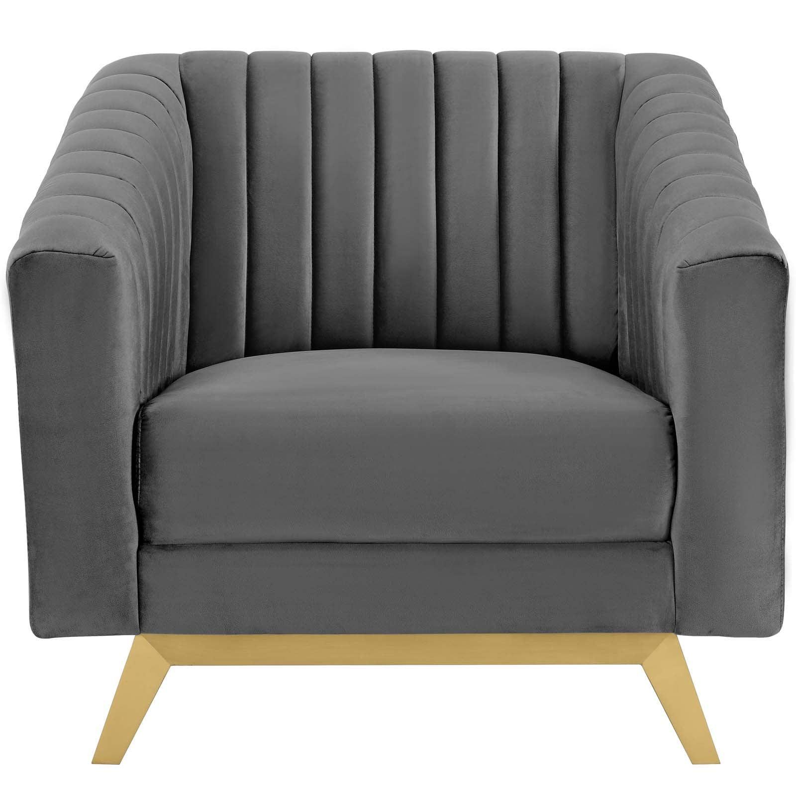 Modway Valiant Vertical Channel Tufted Performance Velvet Armchair FredCo