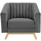 Modway Valiant Vertical Channel Tufted Performance Velvet Armchair FredCo