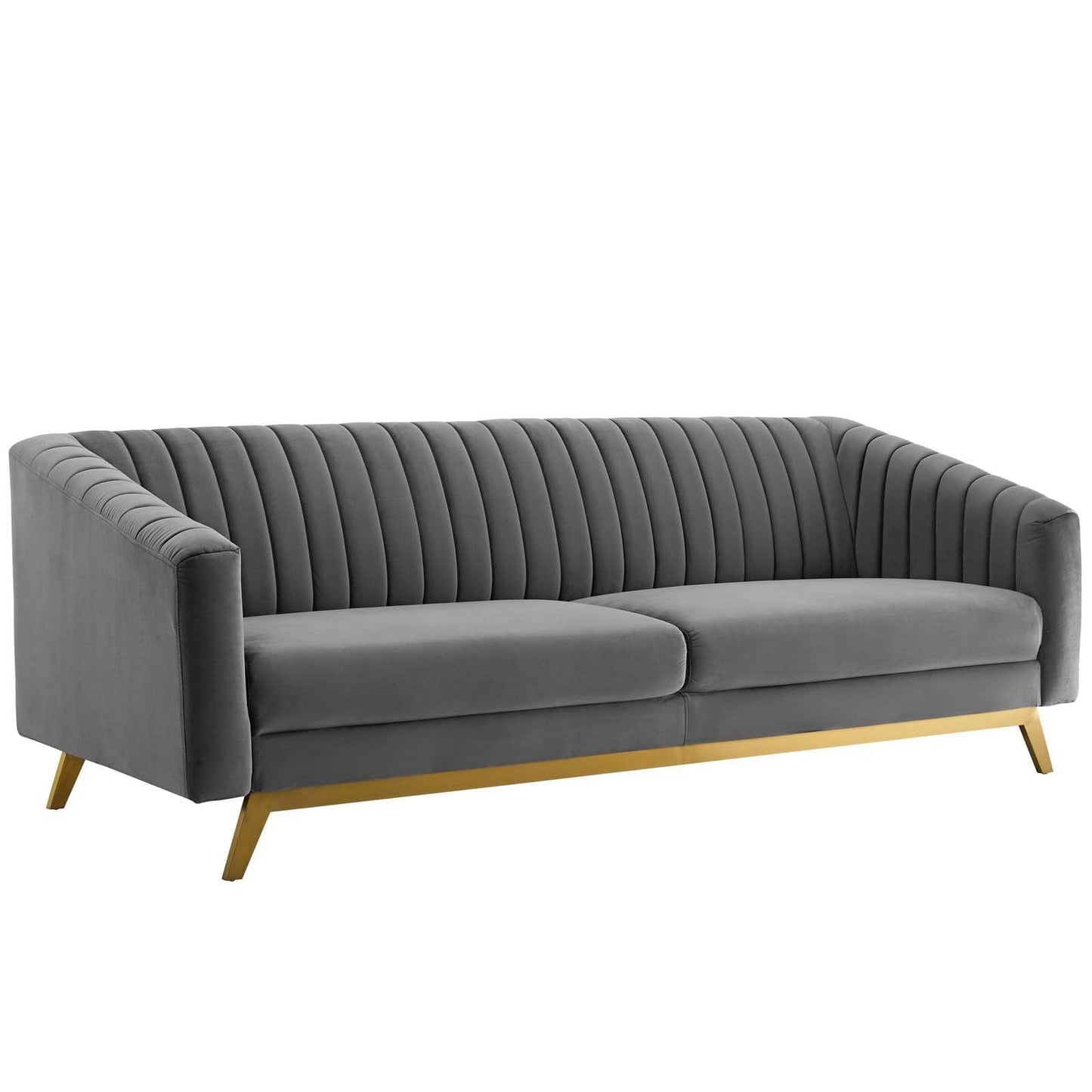 Modway Valiant Vertical Channel Tufted Performance Velvet Sofa FredCo