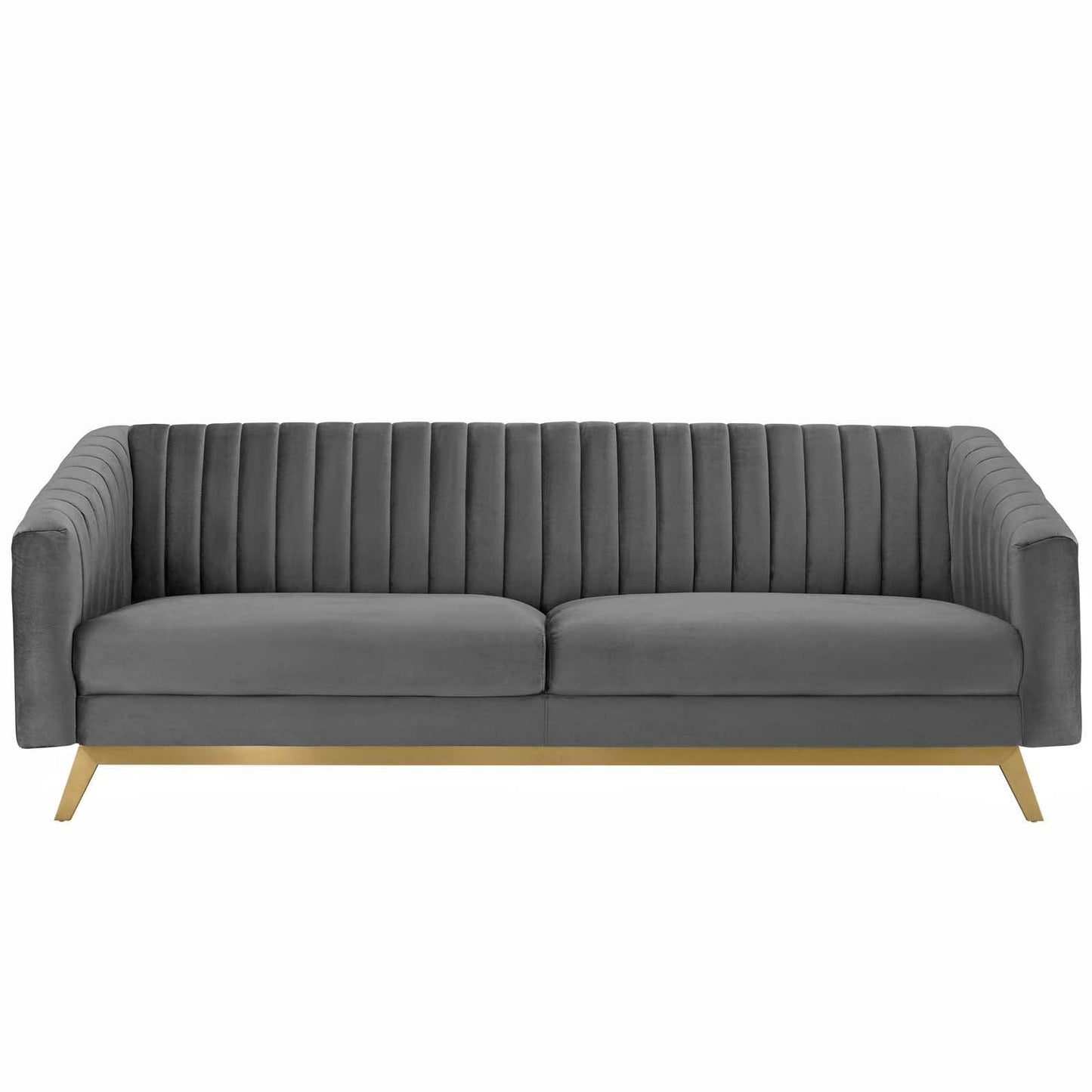 Modway Valiant Vertical Channel Tufted Performance Velvet Sofa FredCo