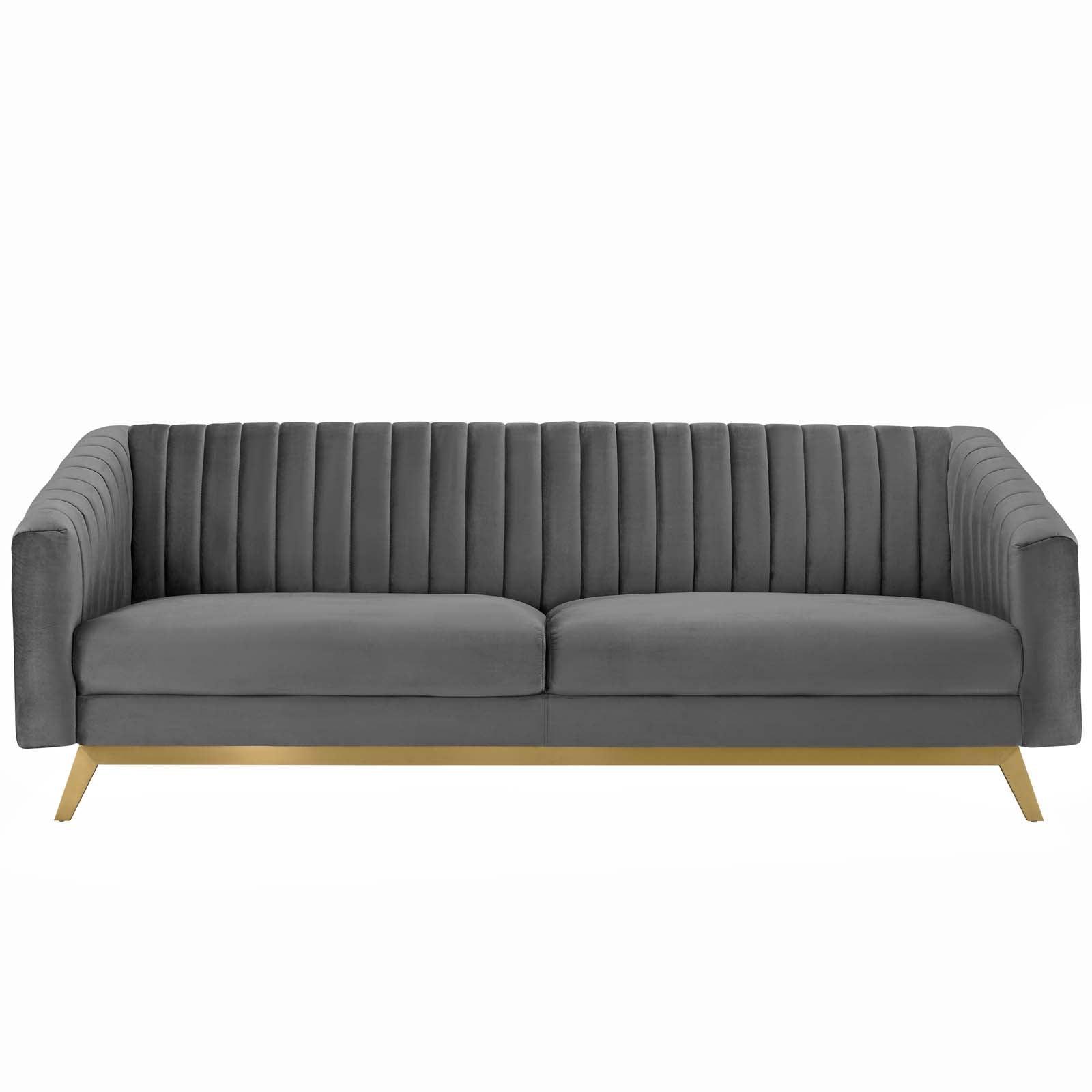 Modway Valiant Vertical Channel Tufted Performance Velvet Sofa FredCo