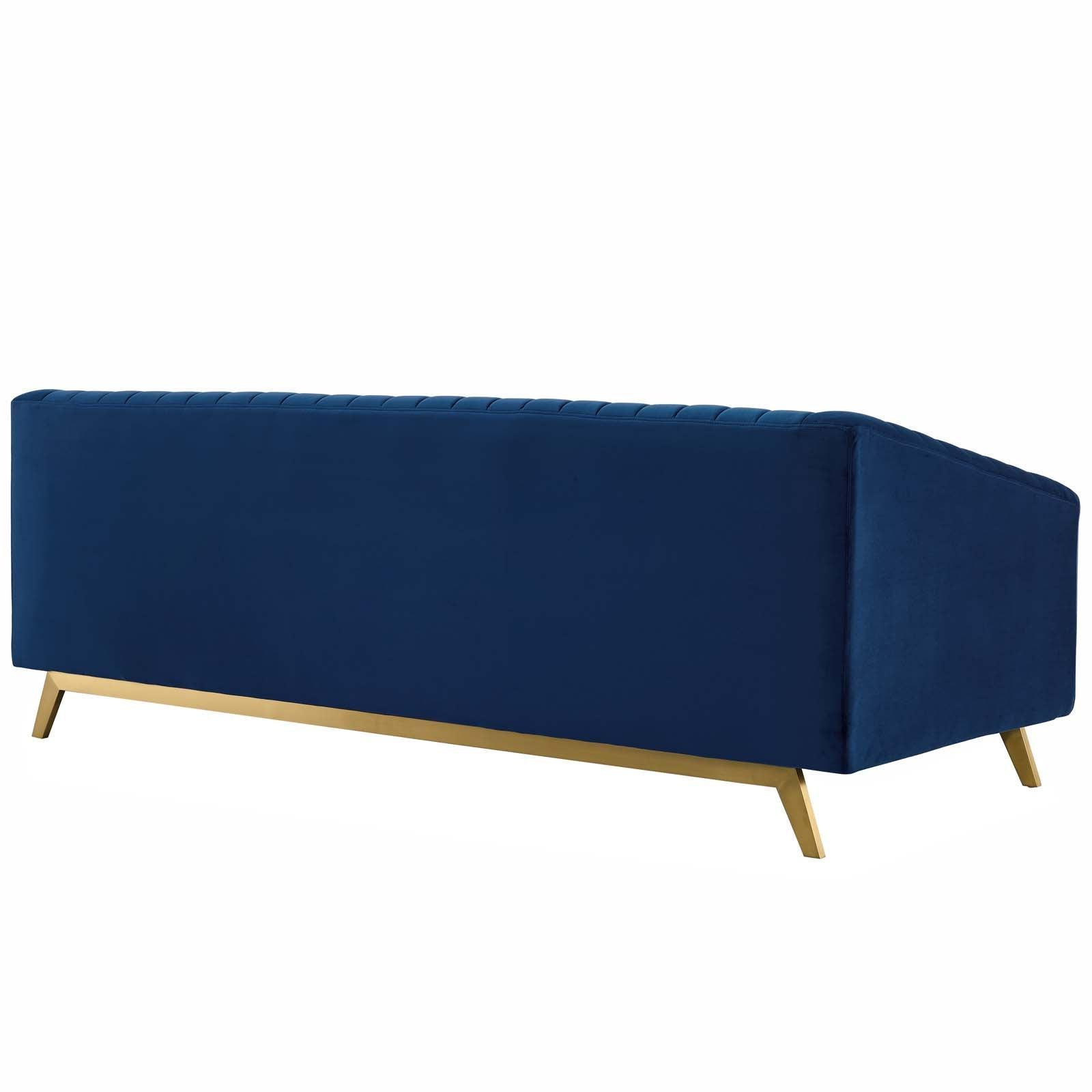 Modway Valiant Vertical Channel Tufted Performance Velvet Sofa and Armchair Set FredCo