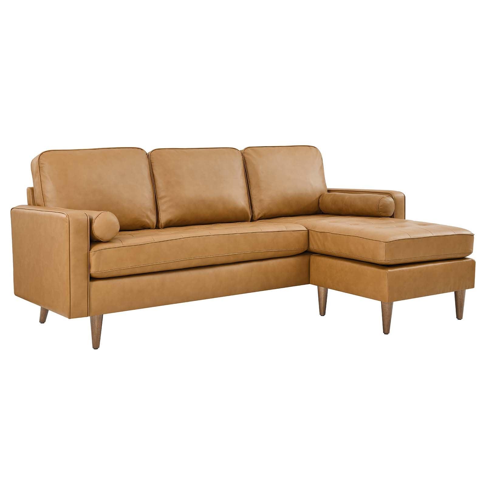 Modway Valour 78" Leather Apartment Sectional Sofa FredCo