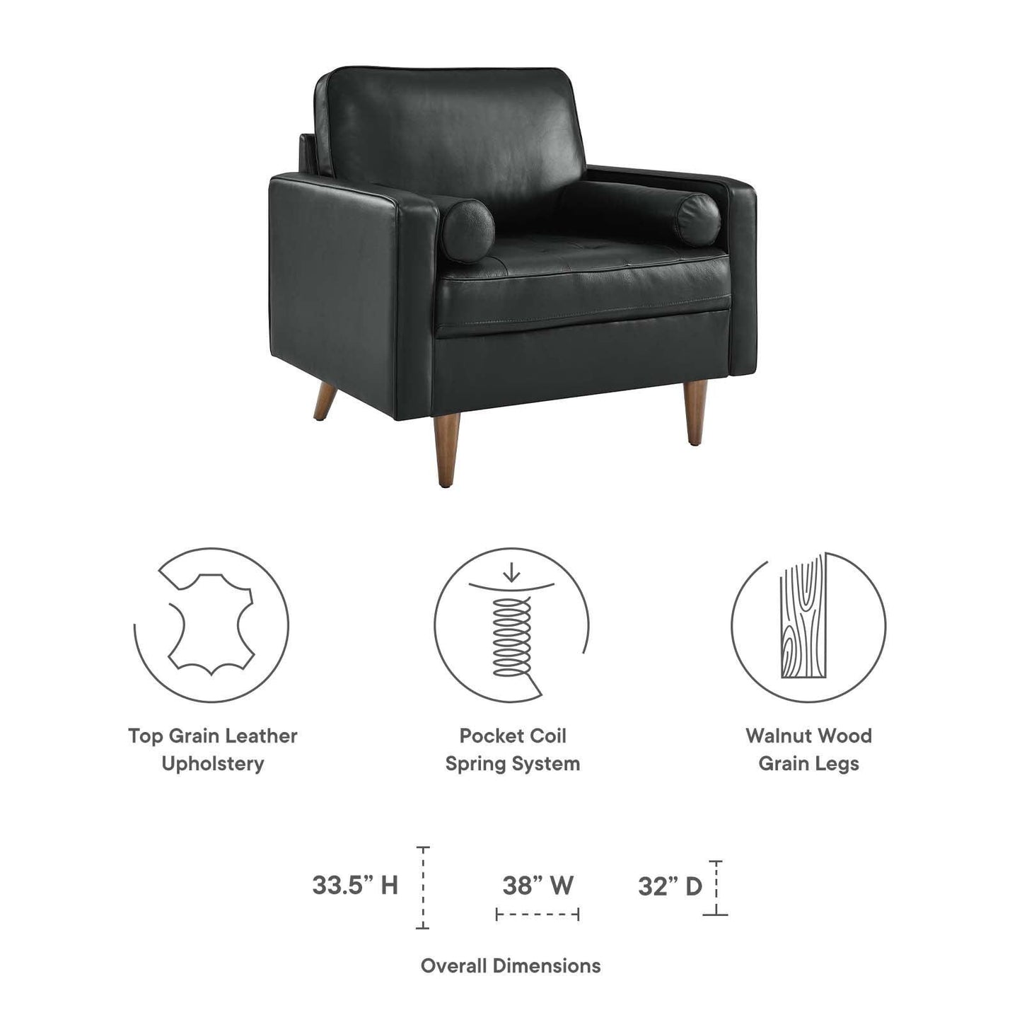 Modway Valour Leather Armchair FredCo