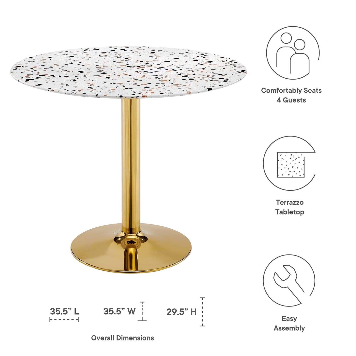 Modway Verne 36" Round Terrazzo Dining Table FredCo