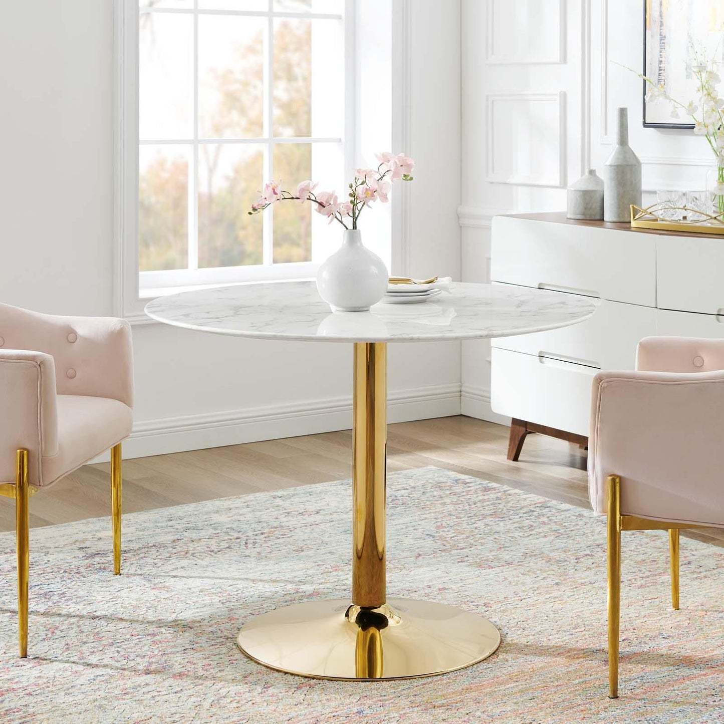 Modway Verne 40" Artificial Marble Dining Table FredCo
