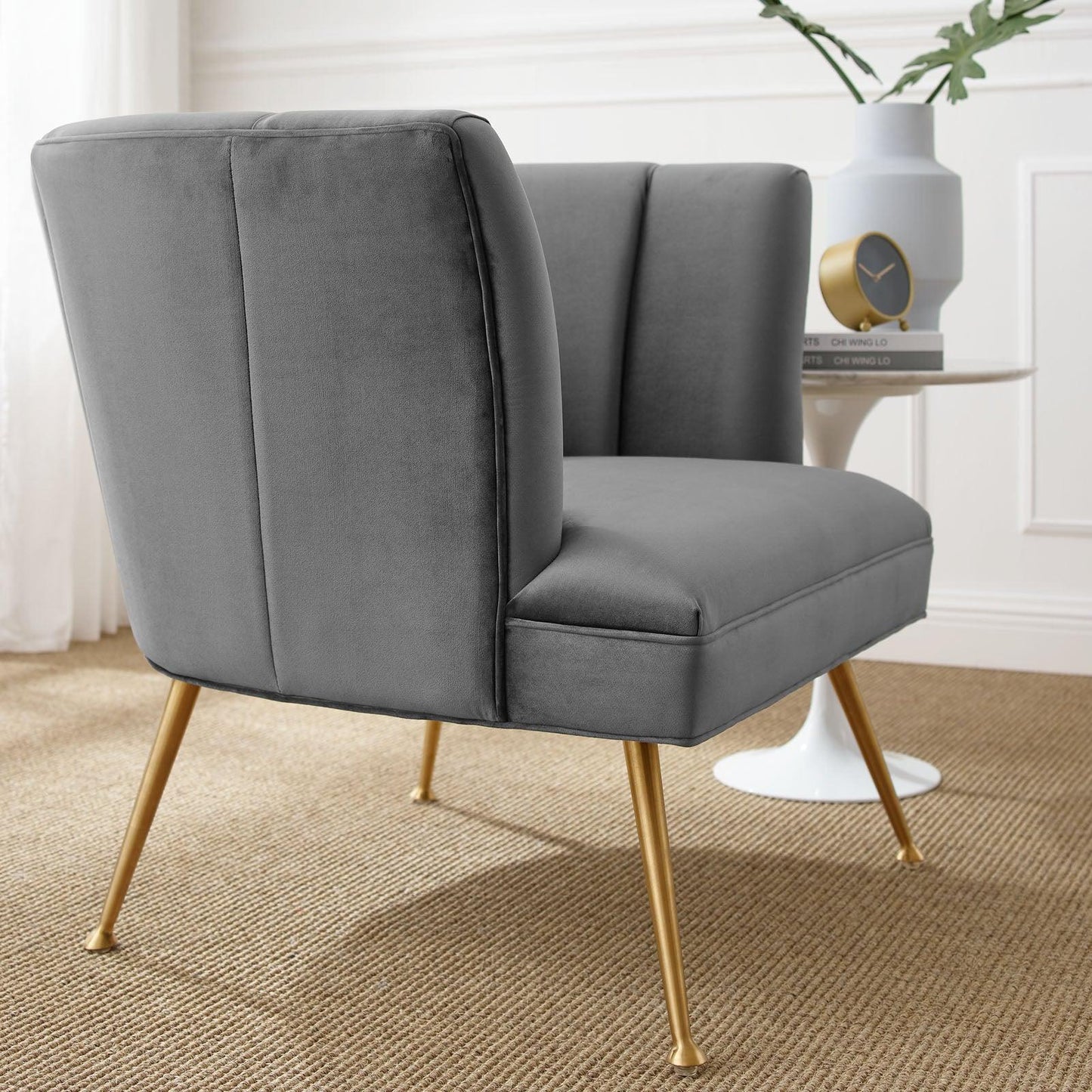 Modway Veronica Channel Tufted Performance Velvet Armchair FredCo
