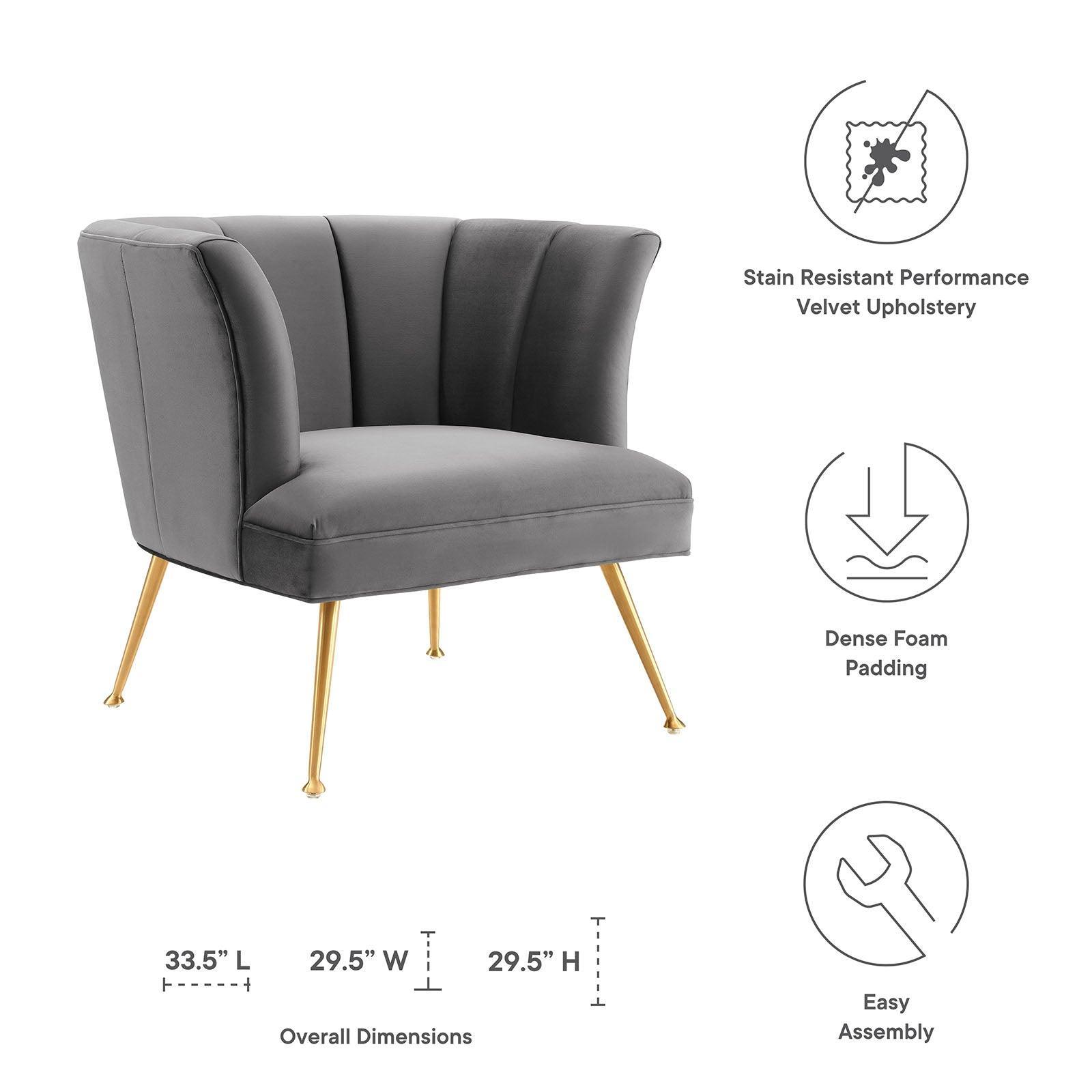 Modway Veronica Channel Tufted Performance Velvet Armchair FredCo