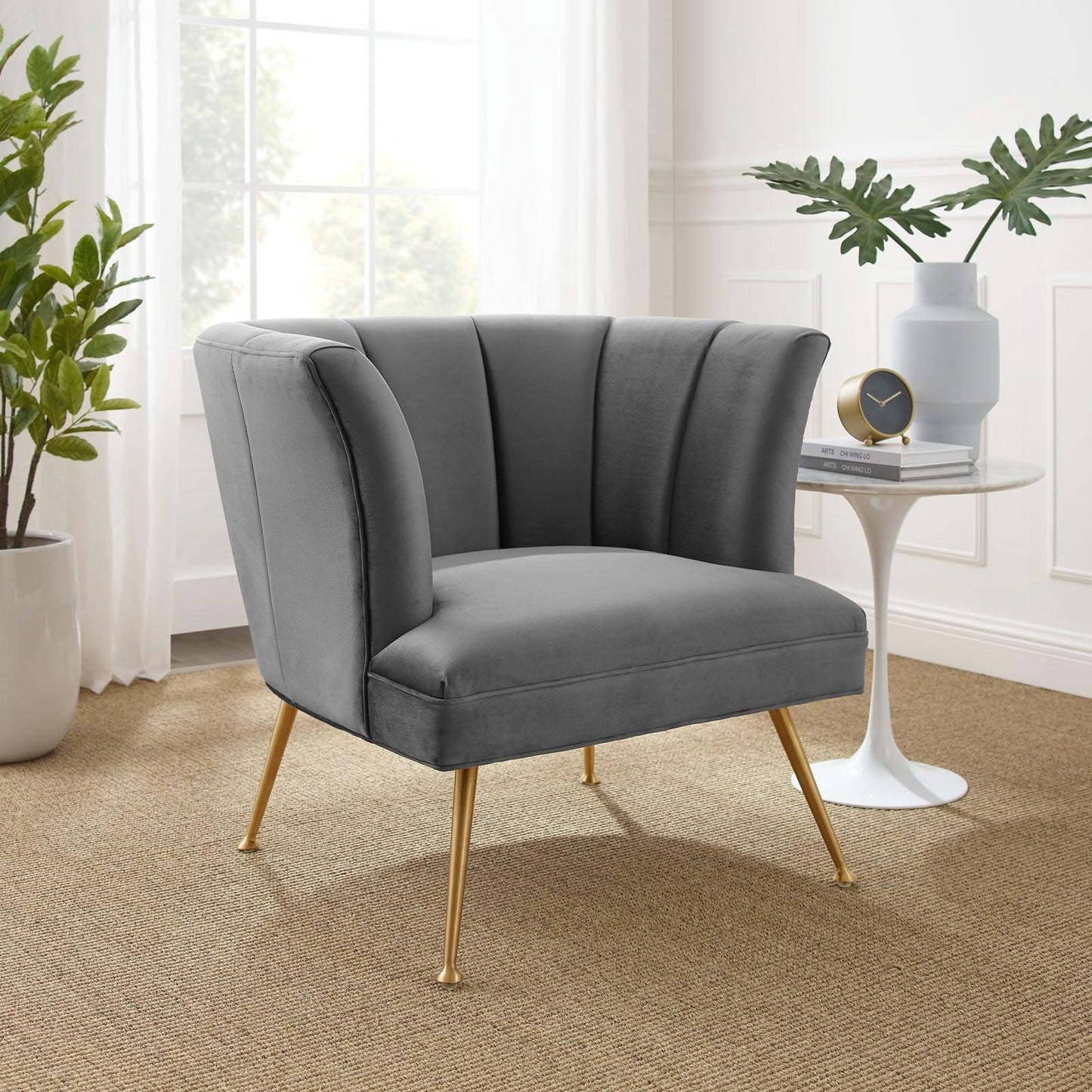 Modway Veronica Channel Tufted Performance Velvet Armchair FredCo